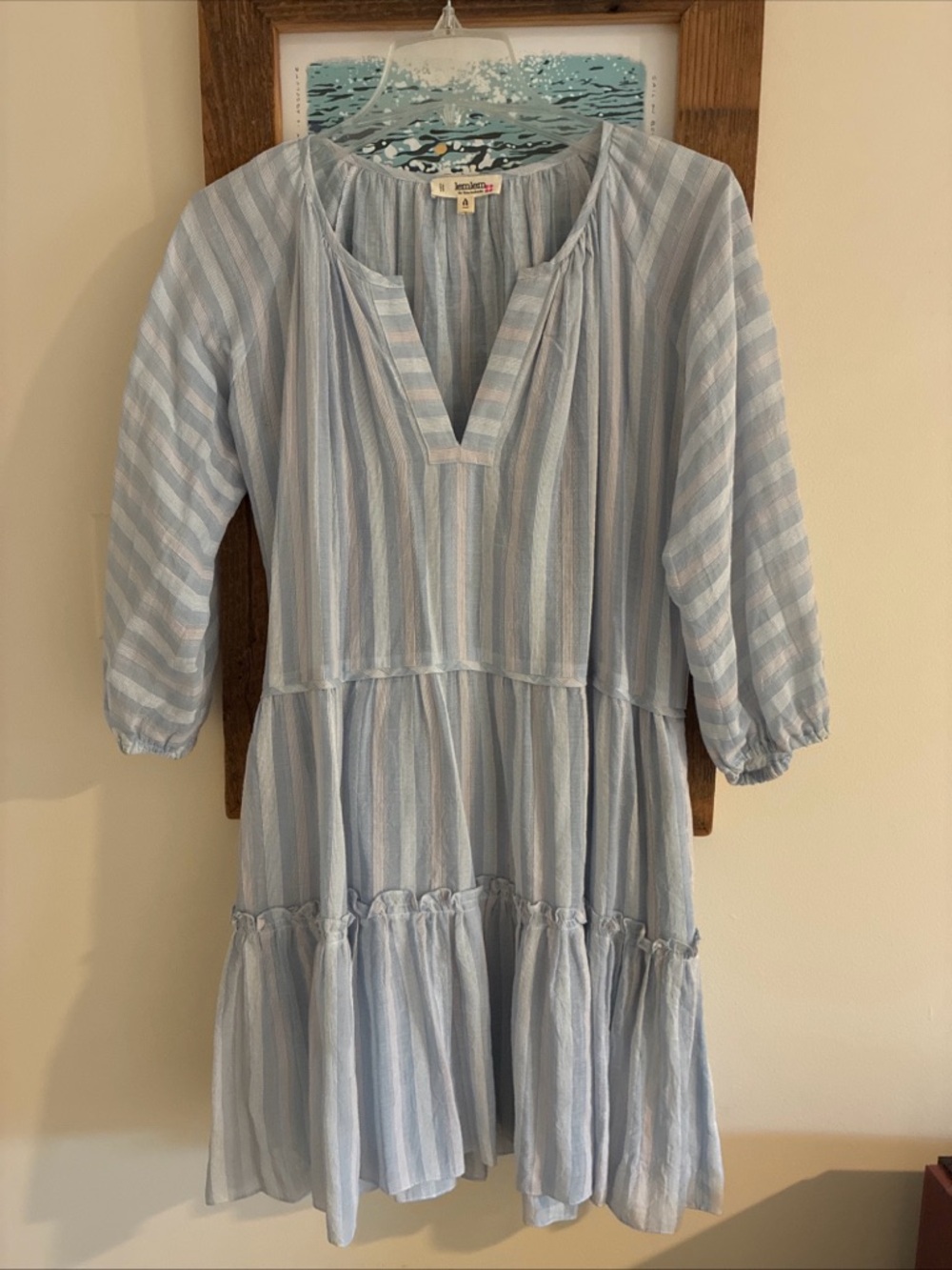 lemlem blue and white striped baby doll dress size S